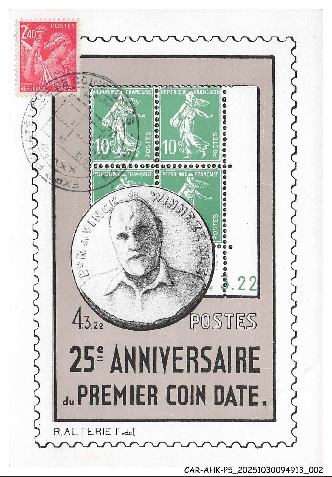 CAR-AHKP5-0267-CARDS-MAXIMUM - PARIS - 25th Anniversary Commemoration of Coins