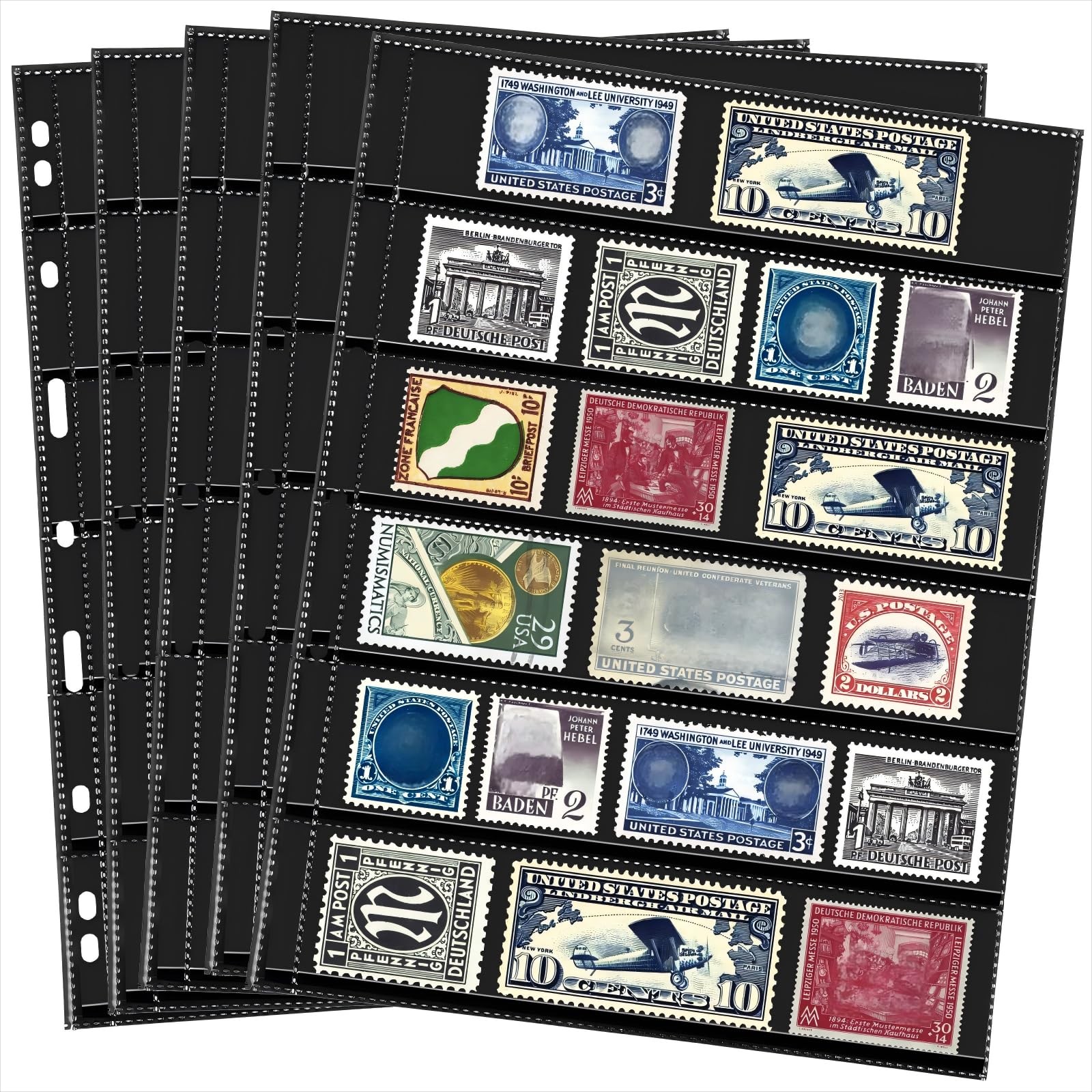 Stamp Pages Collector Album Binder 20 Sheet Standard 9 Hole Binder Sleeves Stamp