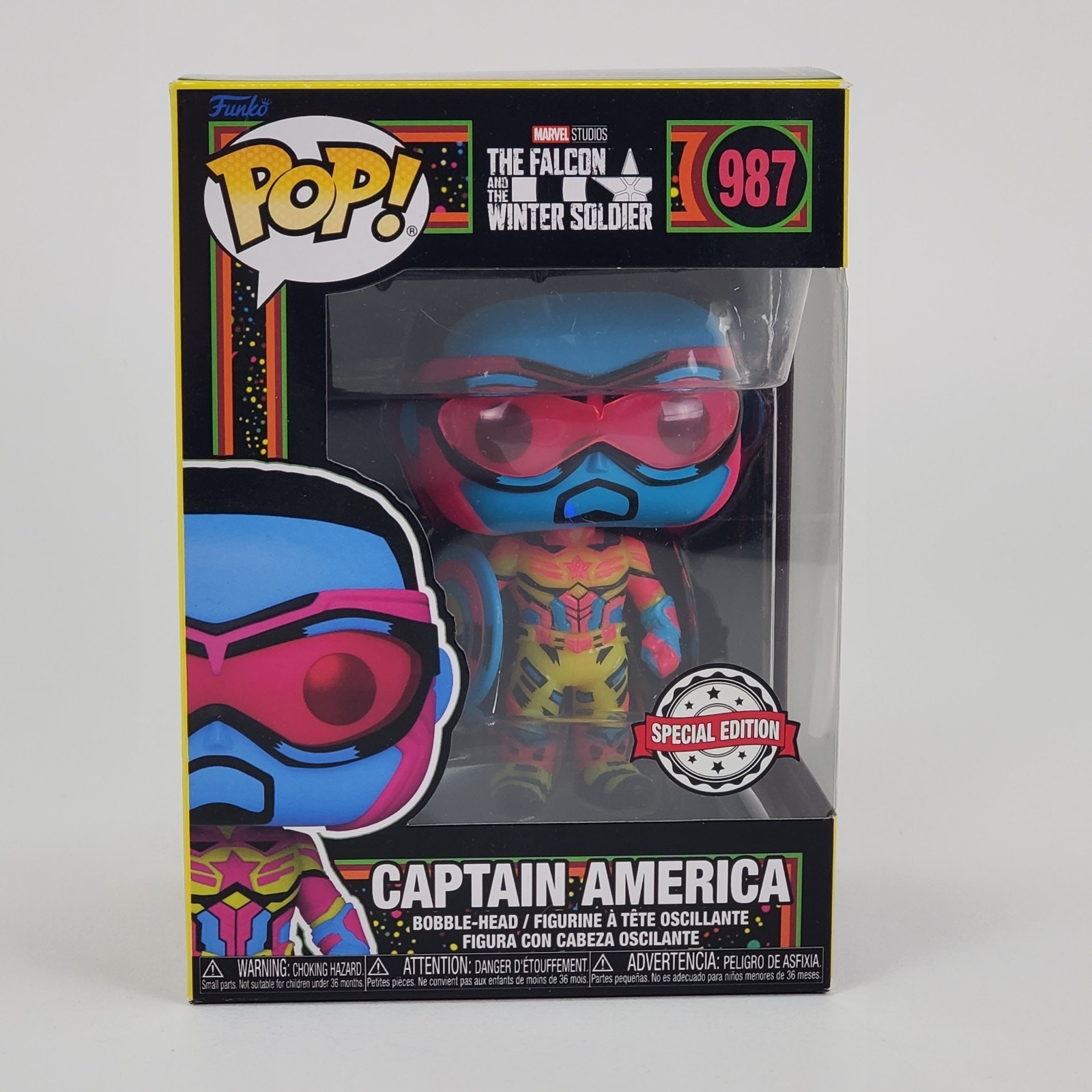 Funko POP! Falcon as Captain America #987 Blacklight Special Edition Sticker