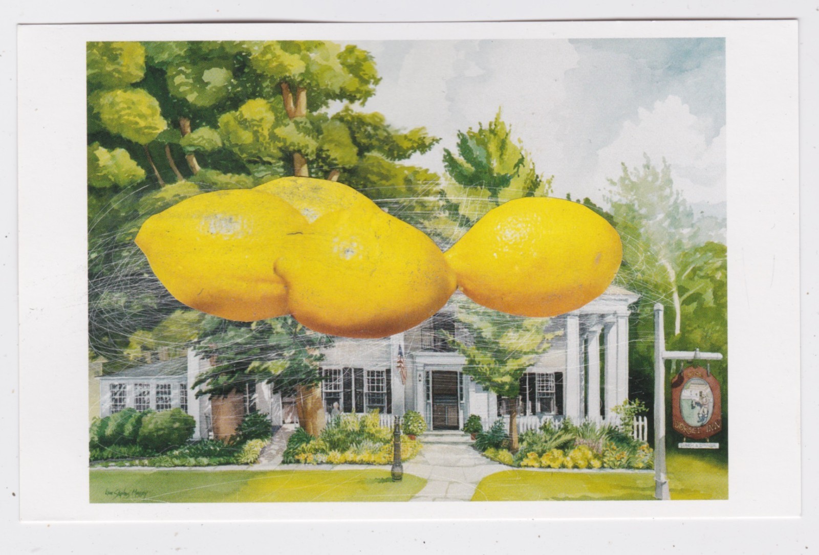 Mail Art David Greenberger "Lemon Scented Inn" original collaged postcard 2024