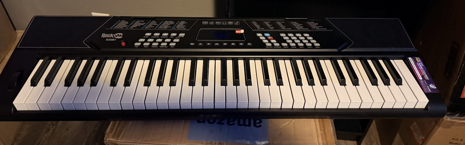 RockJam 61 Key Keyboard Piano Stand With Pitch Bend Kit, Full-Size, Black 