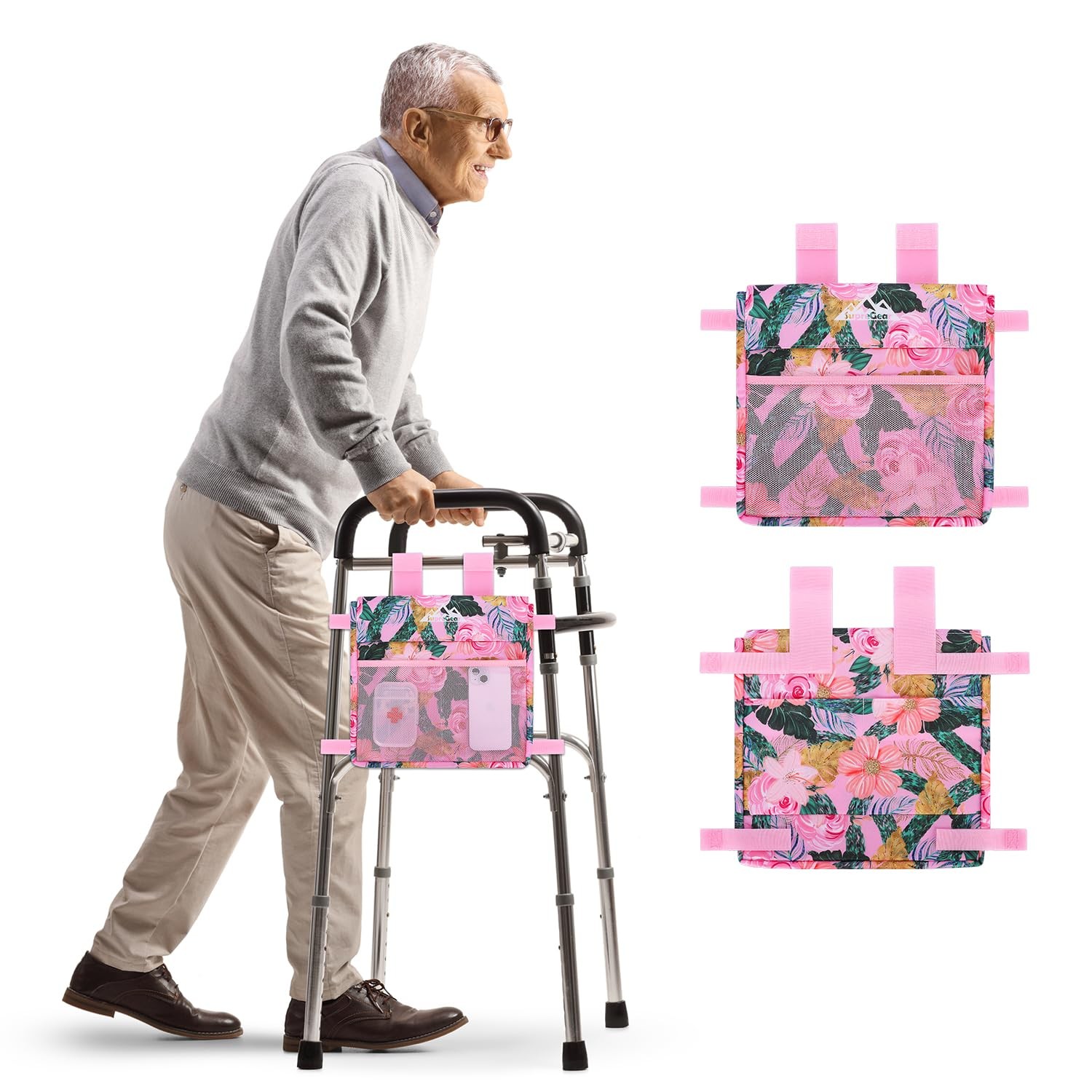 Walker Side Bag, Water Resistant Accessory Basket Pouch for Folding Walkers, ...