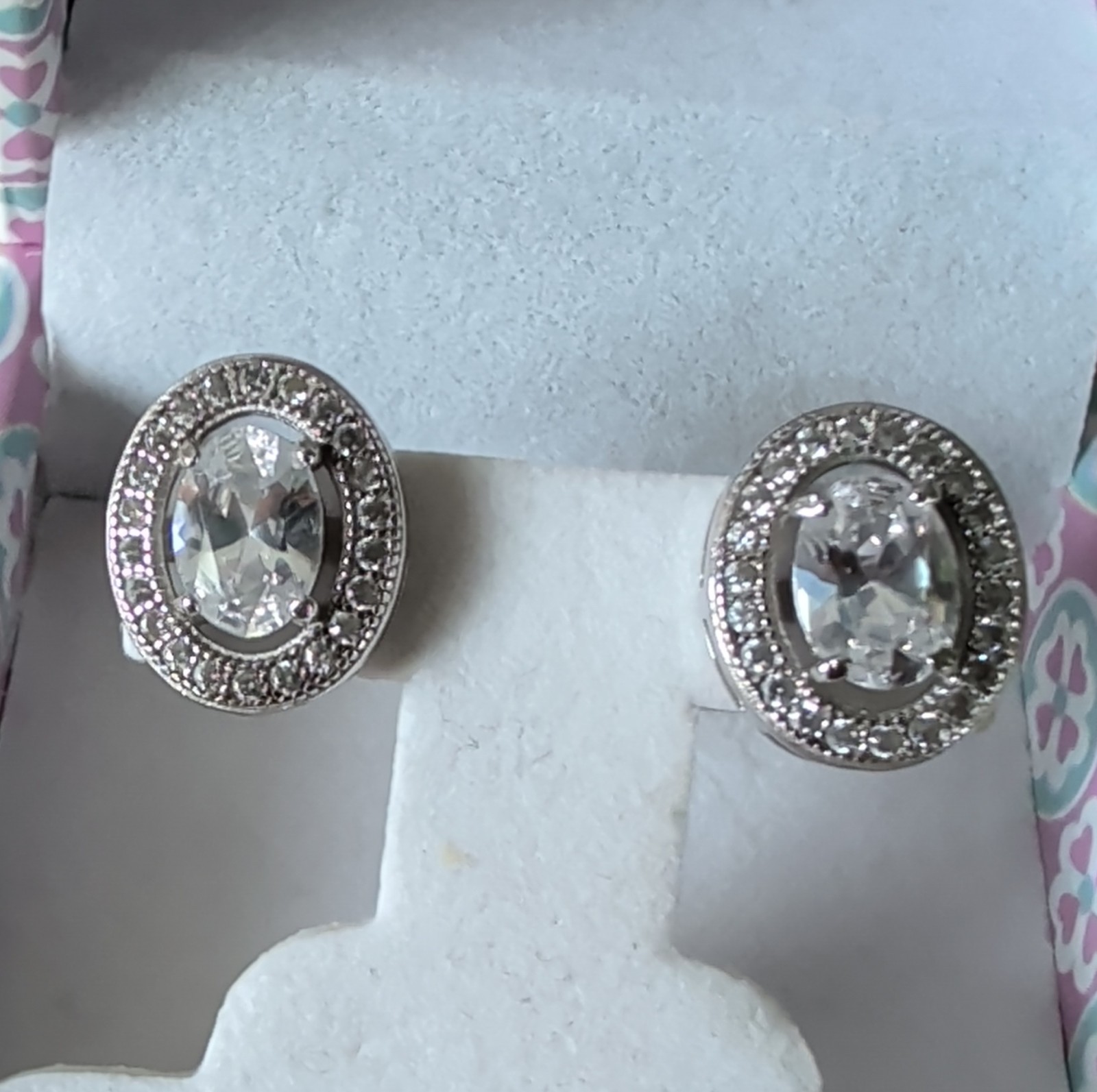 Simply Silver Sterling Silver 925 Oval Stud Earrings Butterfly Closure Signed