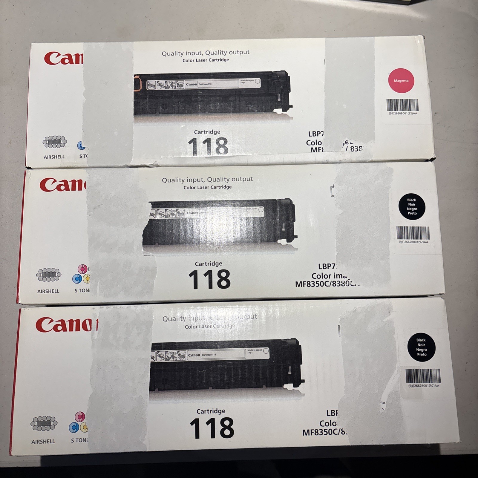 3PK Canon 118 BK C Y M Toner Cartridge imageCLASS MF8350C