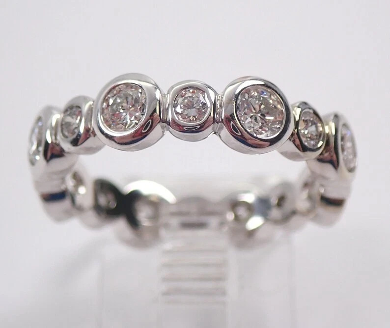 Full Eternity Women's Ring 14K White Gold Plated 2Ct Round Cut VVS1 Moissanite
