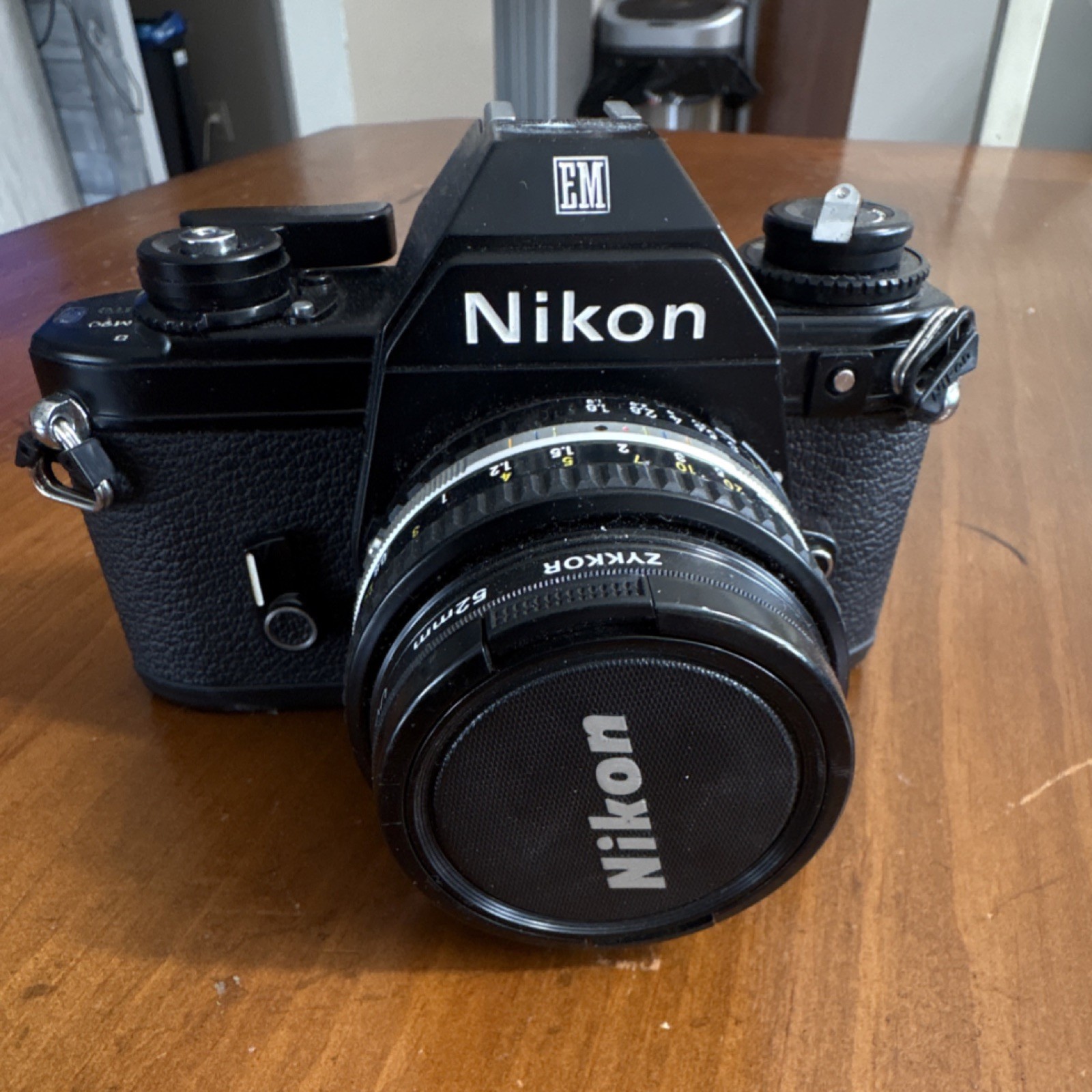 Nikon EM Black Vintage SLR Film Camera with Nikon Lens and Camera Case