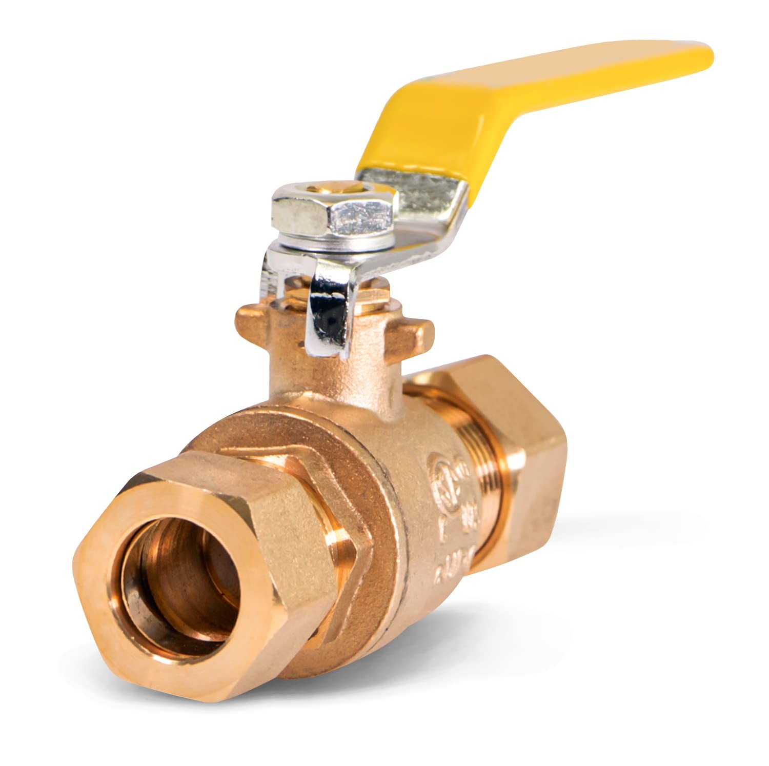822M256 Premium Brass Full Port Ball Valve 3/4 Inch Compression Connections