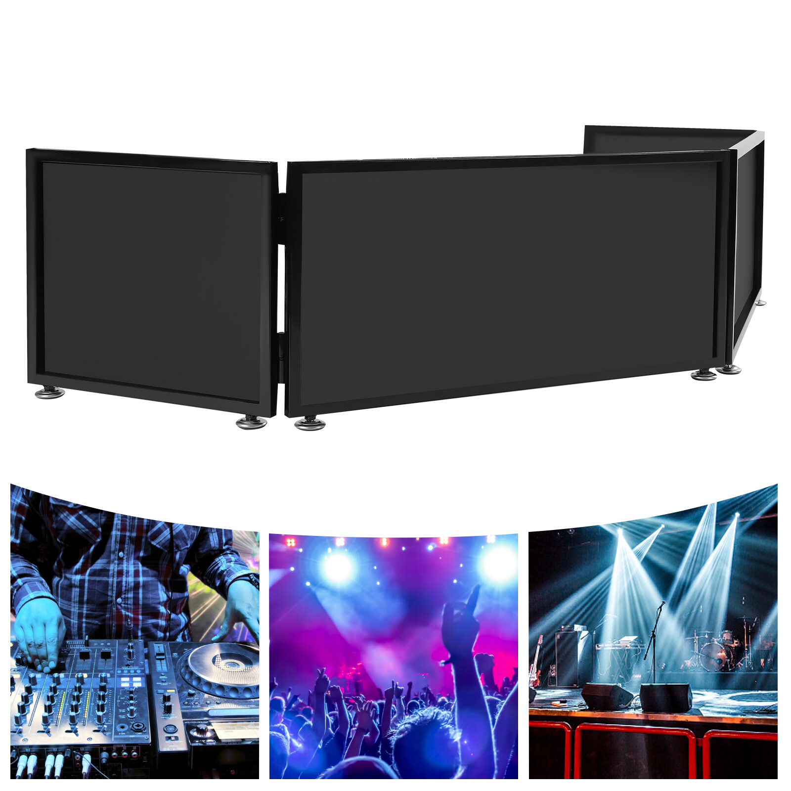 Portable Event Facade 4 Sections Tabletop DJ Booth Foldable Cover Screen] US HOT