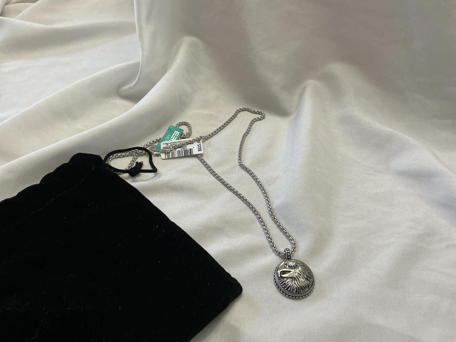 Effy silver Eagle medallion necklace