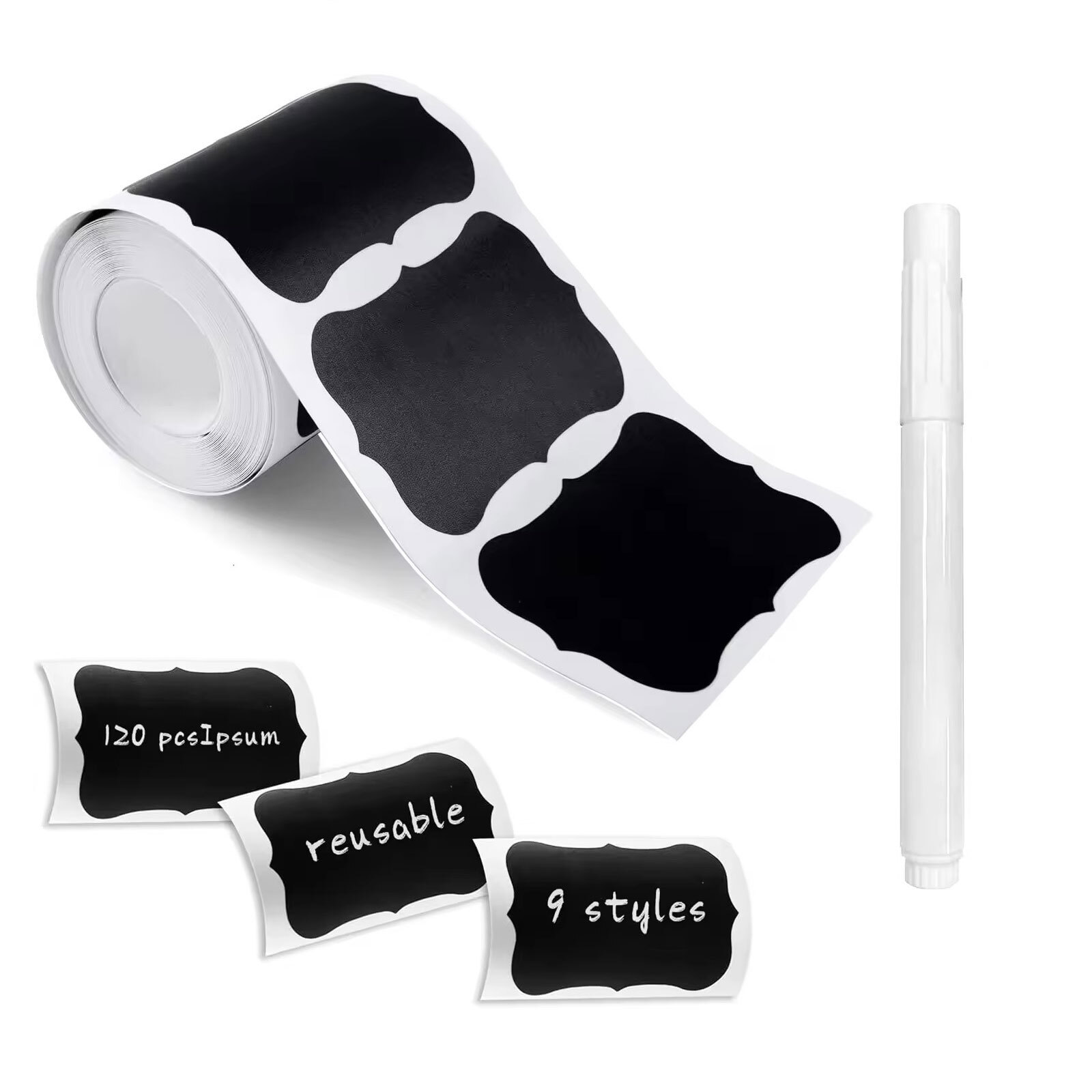 180pcs Reusable Chalkboard Labels Waterproof Stickers with 1 Liquid Chalk Marker