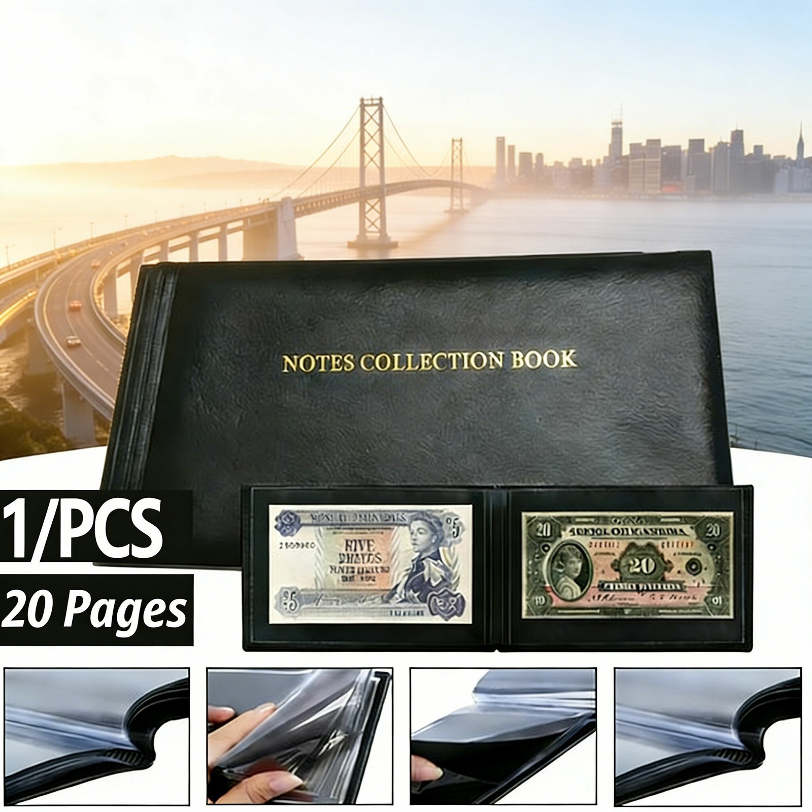 40Pocket Leather Banknote Album Premium Storage Holder for Currency Enthusiasts