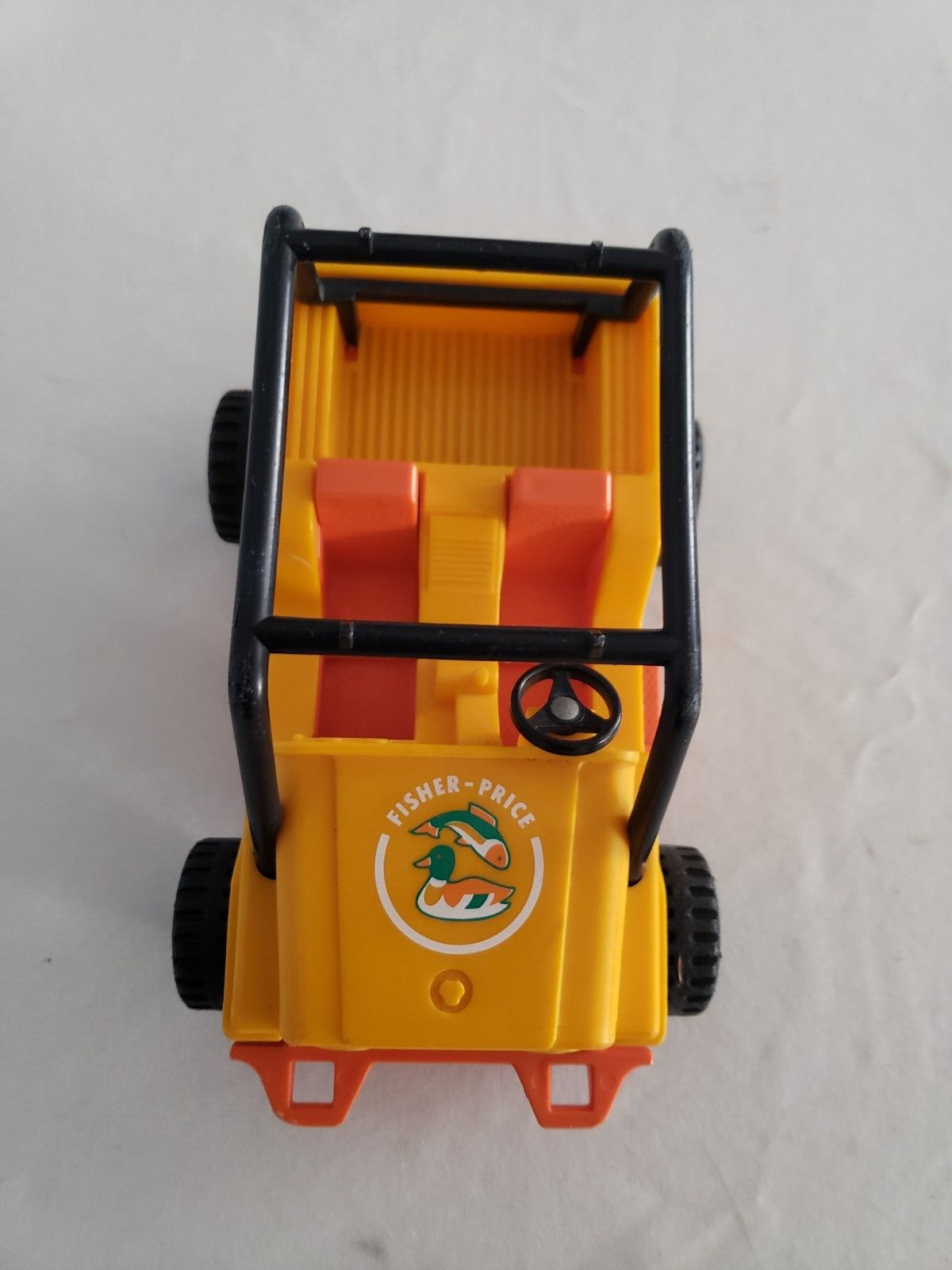 Vintage 1977 Fisher Price Adventure Trailblazer Orange Jeep  #312 bent rear axle