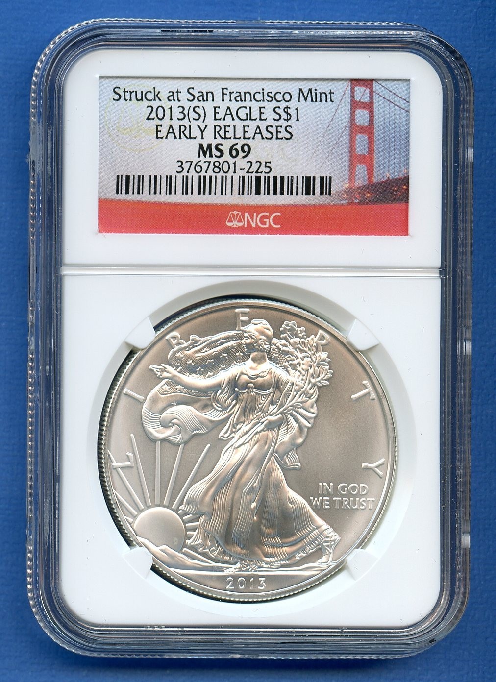 2013 S NGC MS69 ASE 1oz American Silver Eagle $1 US Mint Coin Early Releases