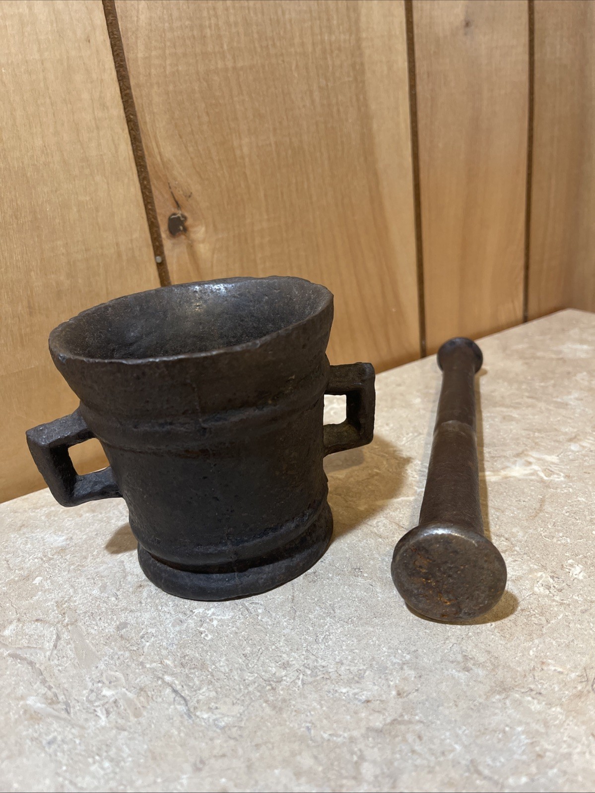 Black Cast Iron Mortar and Pestle Antique