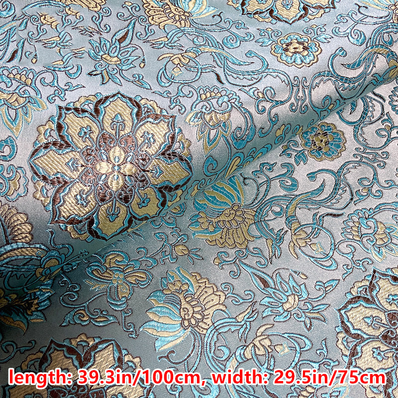 Brocade Jacquard Fabric Cloth Tapestry Damask Flower DIY Material Crafts 1M