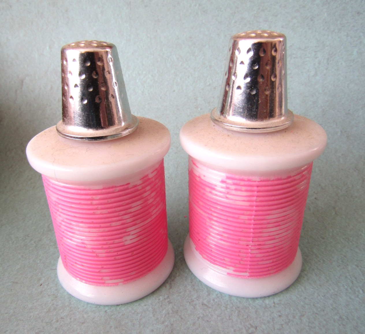 Avon To A Wild Rose Cologne Thimble & Thread Spool Bottles Empty 2 Bottles