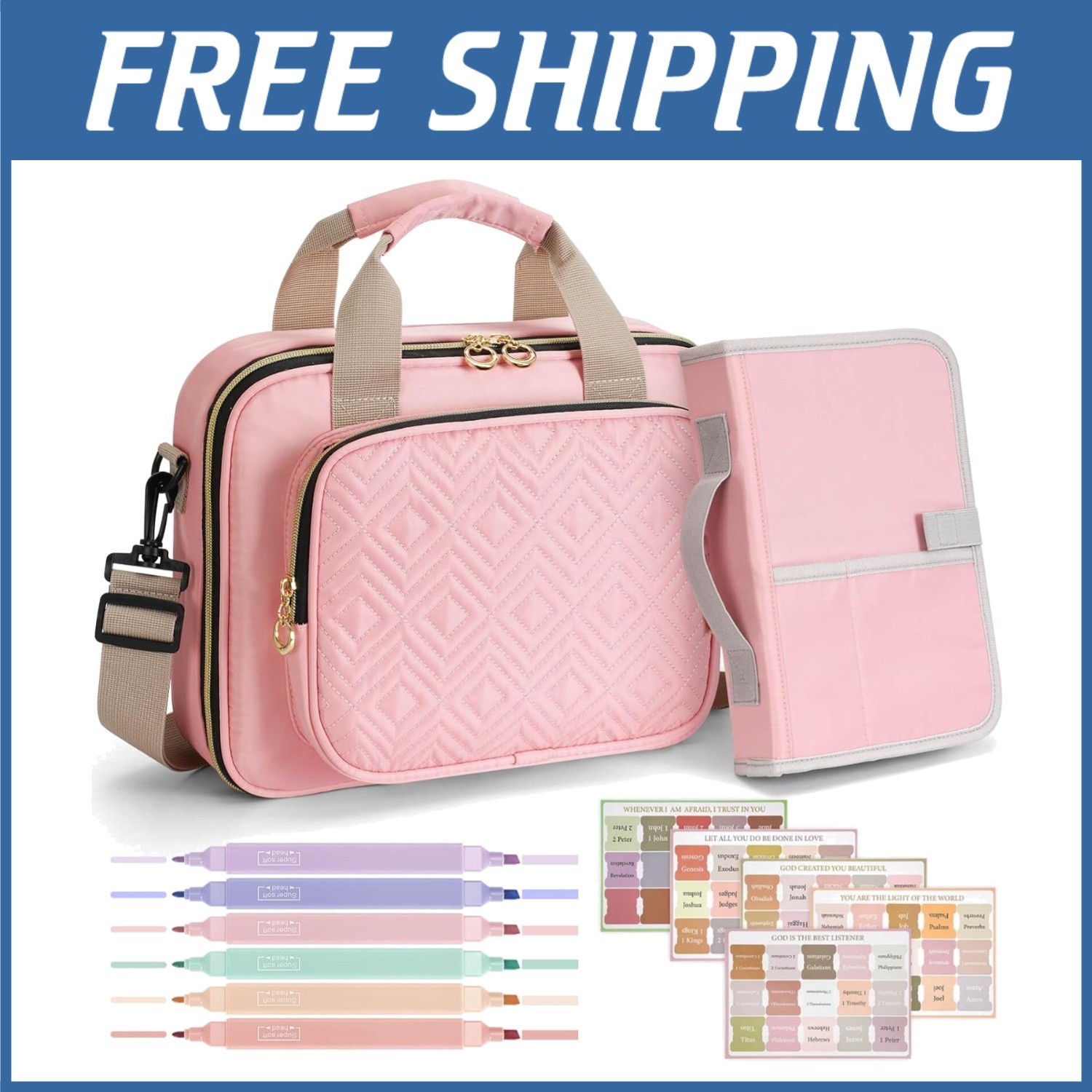 Bible Cover Case for Women with Highlighters and Tabs