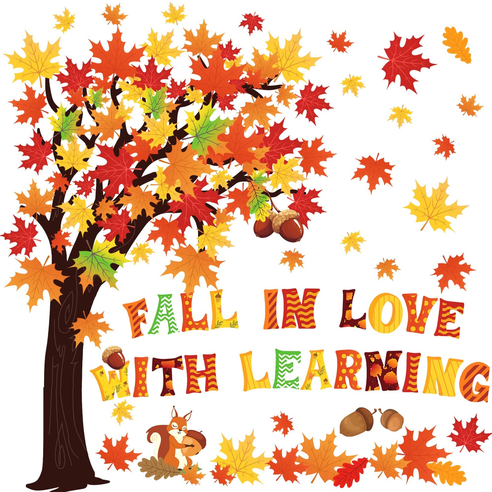 123 PCS Fall Classroom Tree Decorations Maple Leaves Bulletin Board [Mi] 