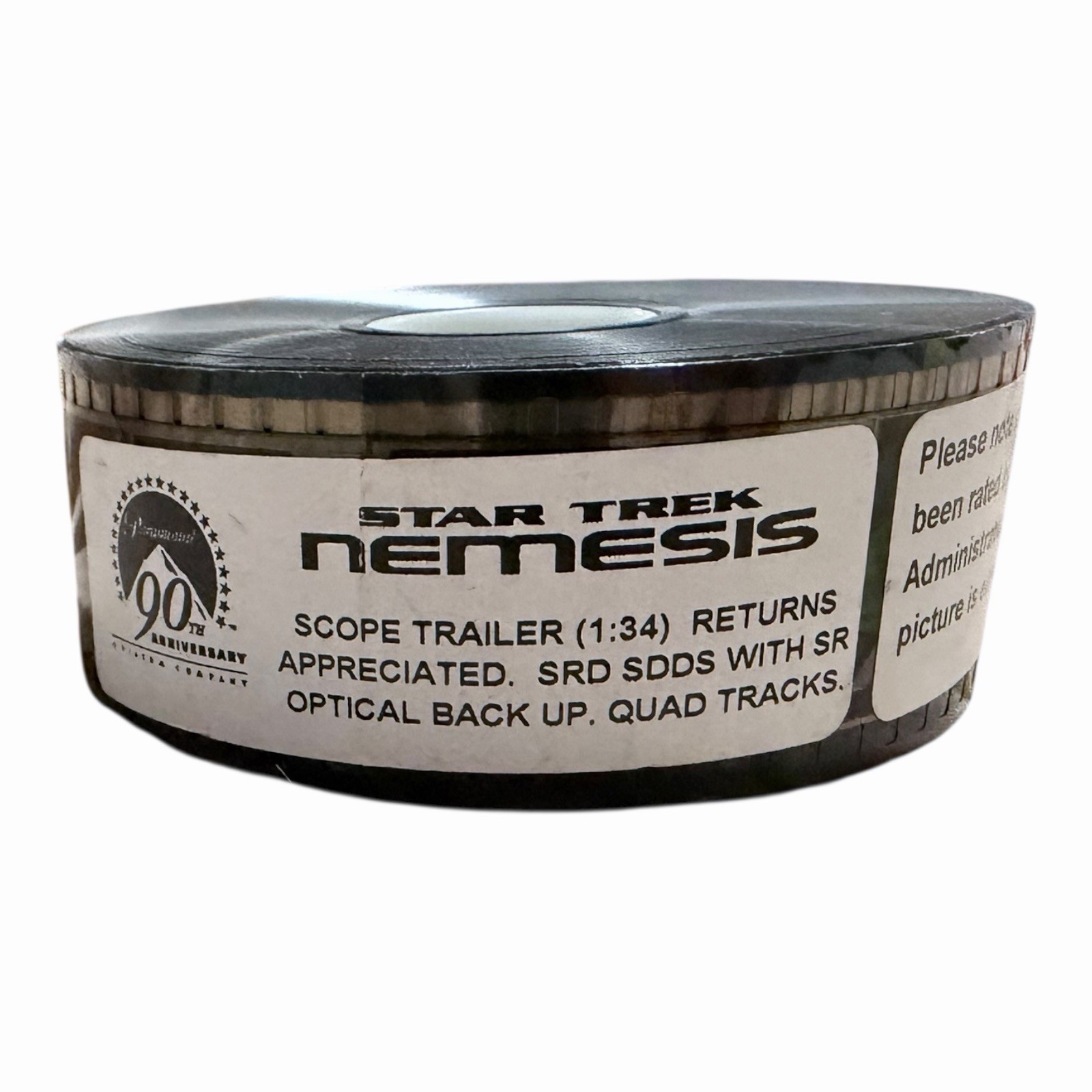 STAR TREK NEMESIS 35mm Scope #2 Quad Tracks Film Movie Trailer Rated PG-13