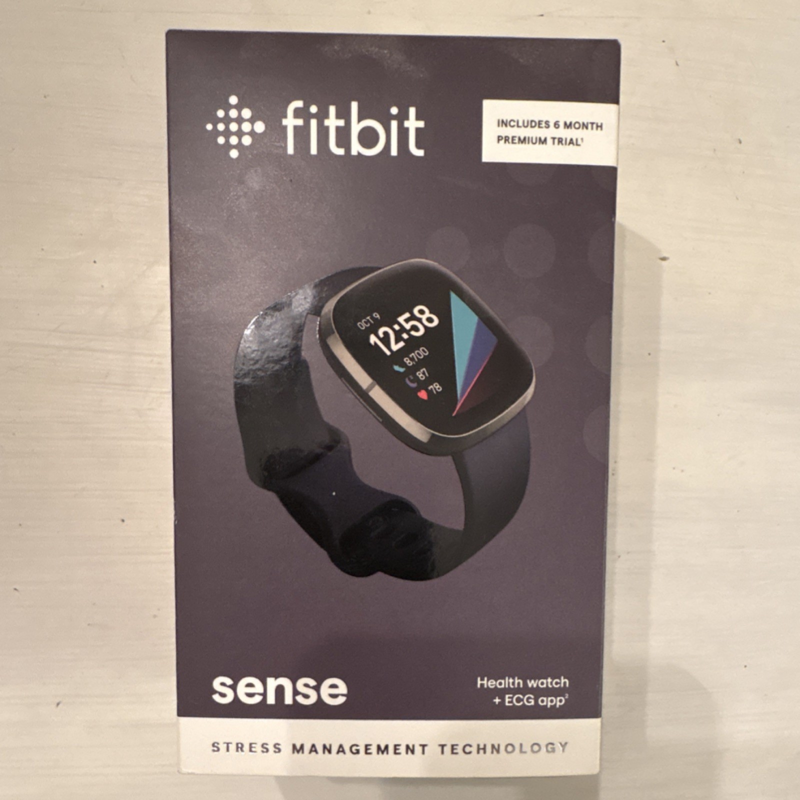Fitbit Sense Smartwatch ECG GPS Health Tracking Silver Black Silicone Band