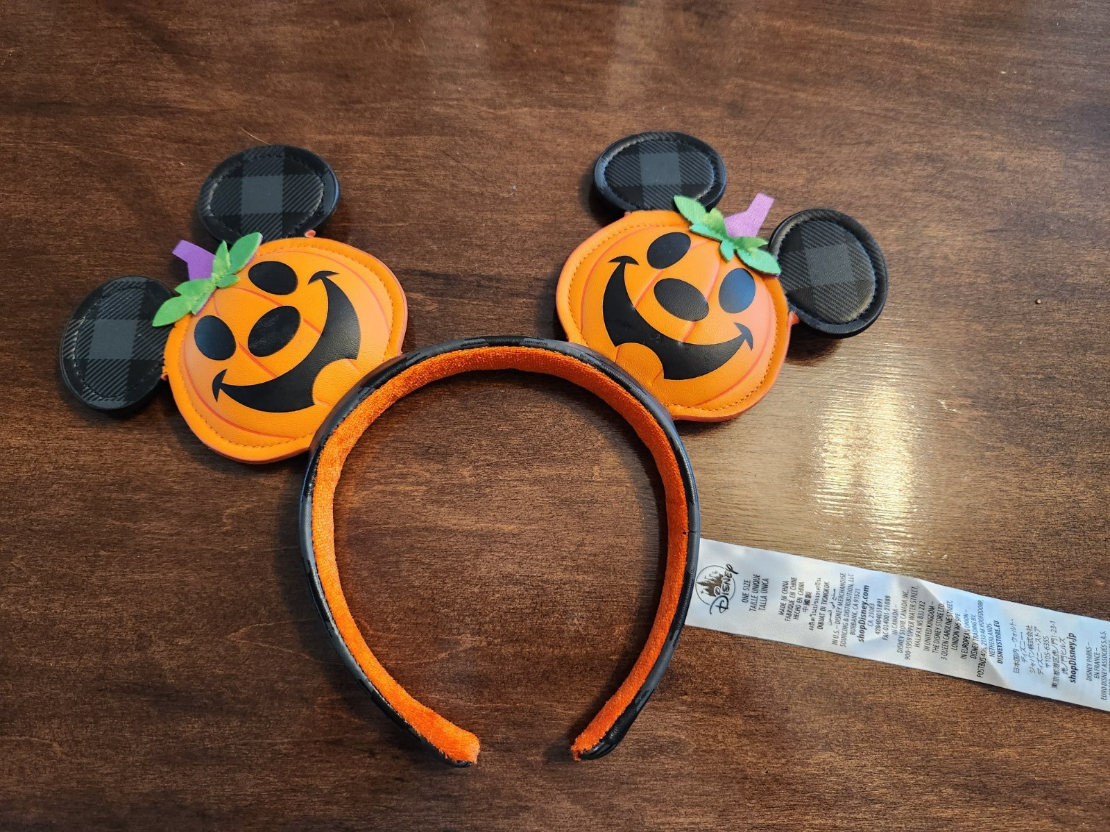 Disney Parks Mickey Mouse Orange Ears Halloween Pumpkin Headband