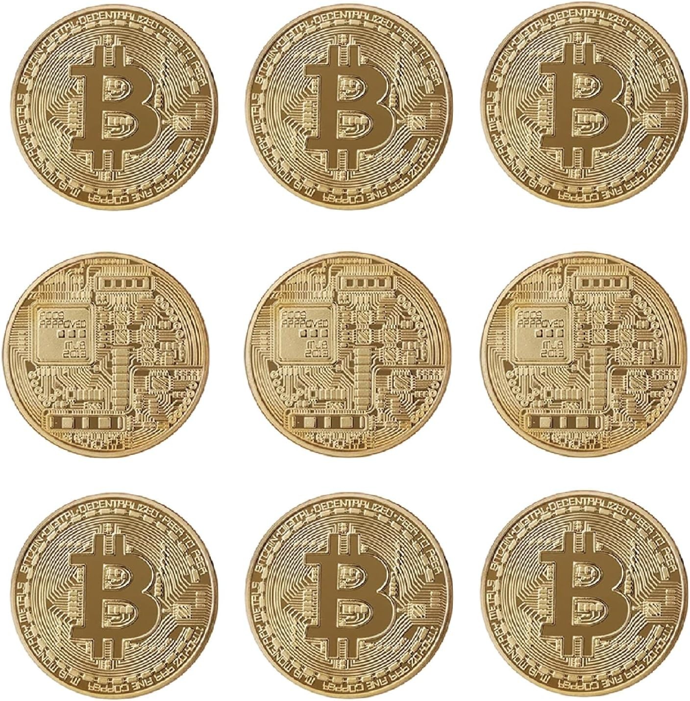 9PC Bitcoin Coin | Physical Bitcoin with Protective Case, Gold Plated Bitcoin fo