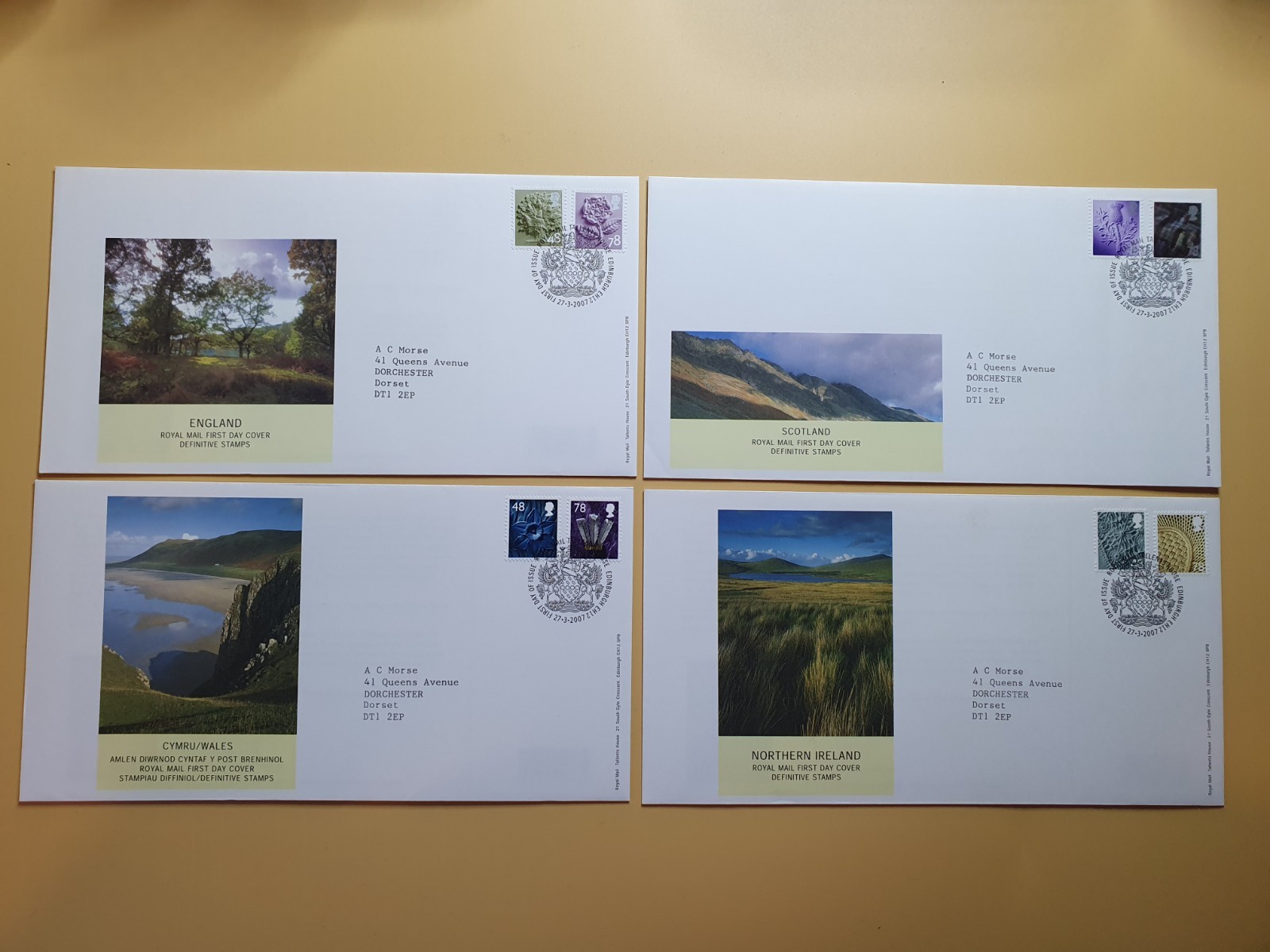 FDC - 2007 - REGIONAL DEFINITIVES  - SET OF 4 FIRST DAY COVERS #3052