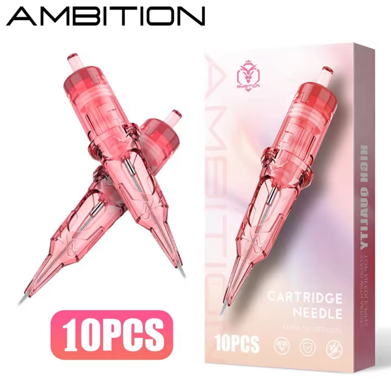 Ambition 10pcs Pink Pro Tattoo Cartridge Permanent Makeup Tattoo Needle RL RM
