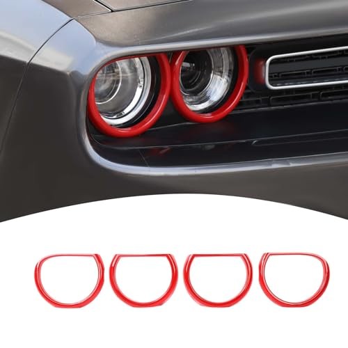 for Challenger Headlight Bezel Cover Trim Ring Red for Dodge Challenger 2015 