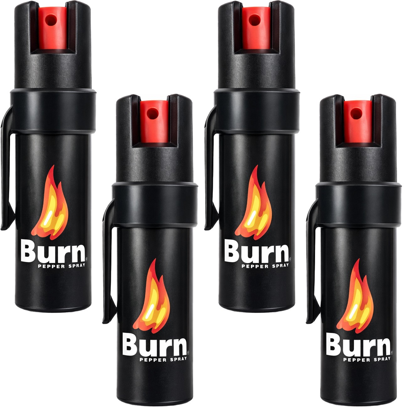 Burn Pepper Spray 4 Pack 0.5oz Police Strength OC Belt Clip Self Defense