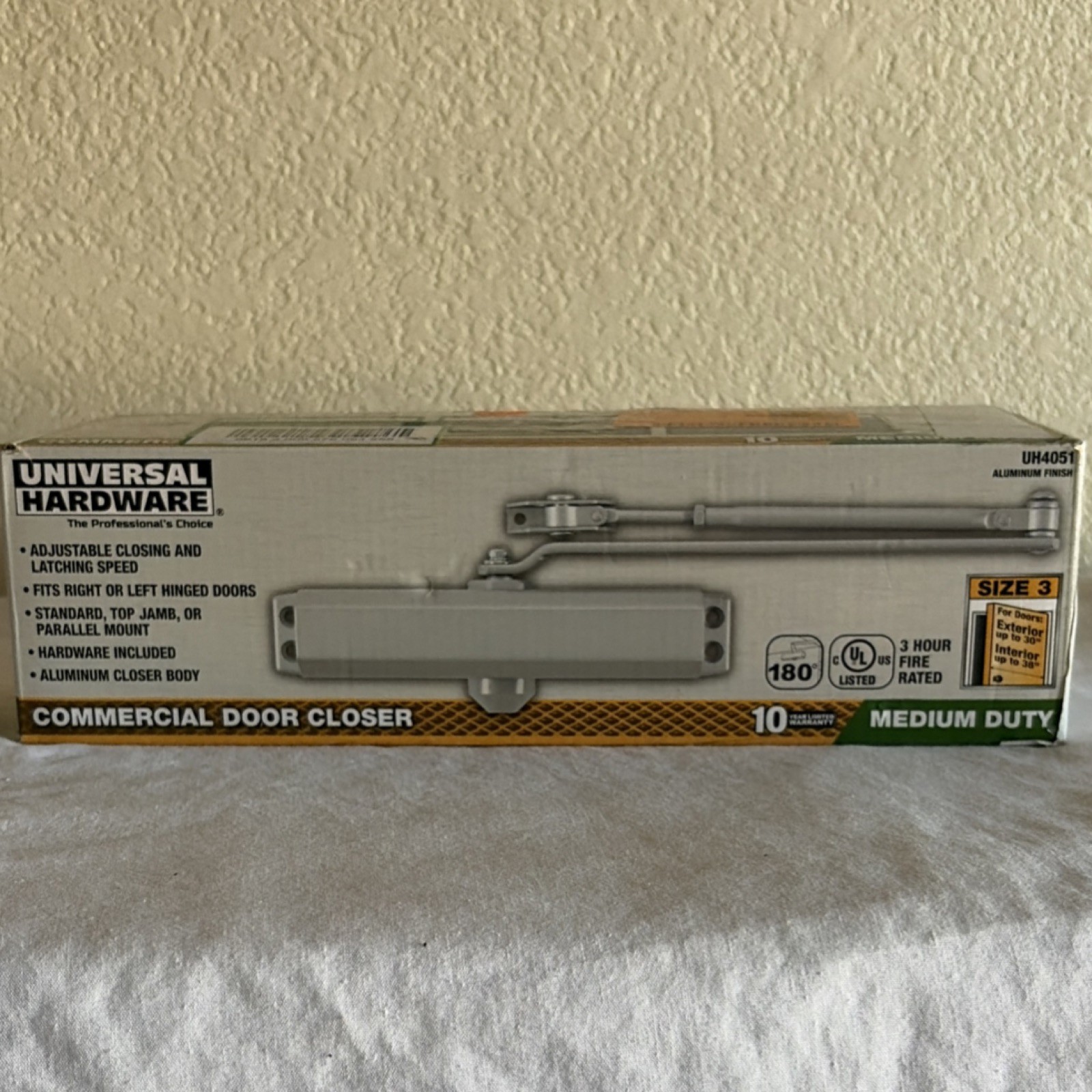 Universal Hardware UH4051 Commercial Door Closer Aluminum Fire Rated Silver