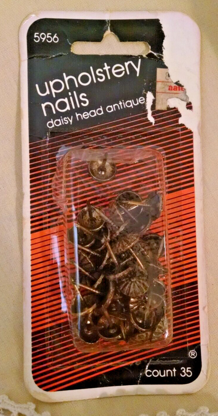 Upholstery Nails Daisy Head Antique NOS Parker Metal #5956 Qty 35 Germany 1985