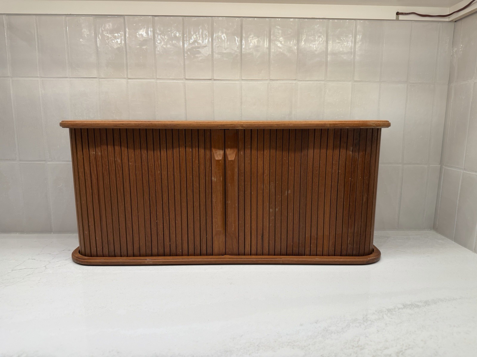 Vintage HTF Mid Century Eppco Enterprises Teak Tambour Door Wall Mount Cabinet