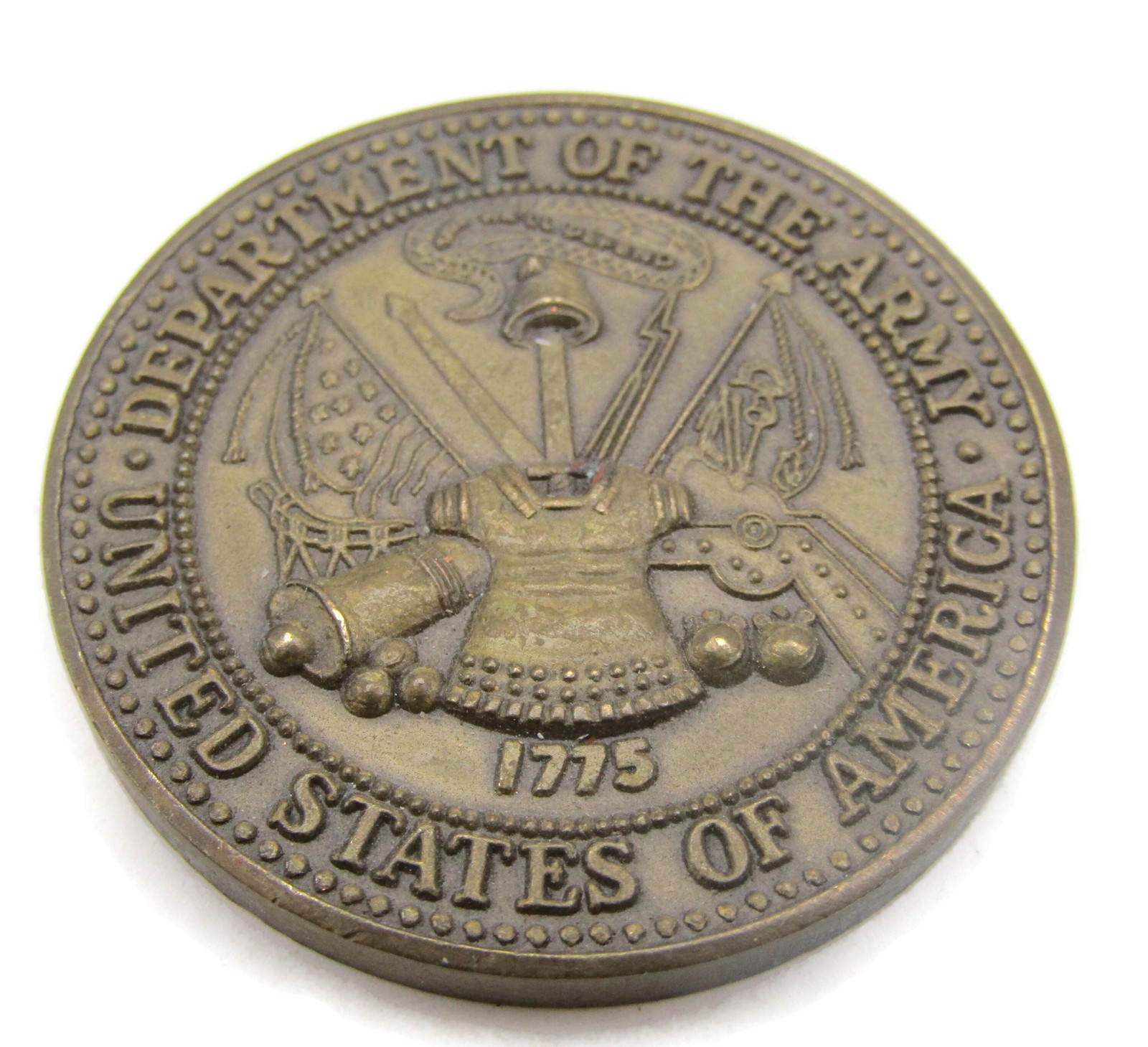 Vintage Department of the Army 1775 Brass Tone Challenge Coin Medal