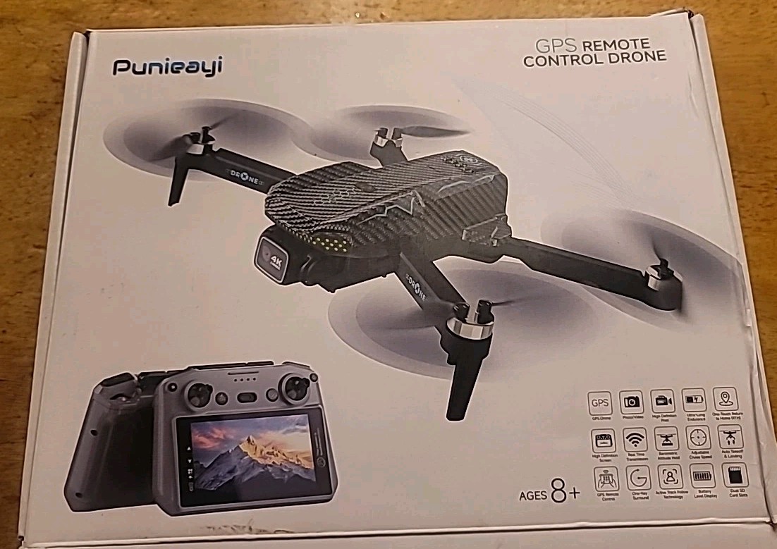 Punieayi GPS Remote Control Drone 4K Camera FPV Brushless Motor 90min Flight