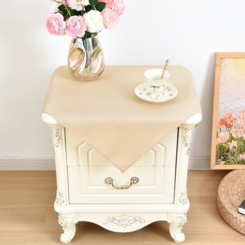  Small Square Tablecloth 2 Pack 24 x 24 Inch Washable 24" x 24" (Square) Beige