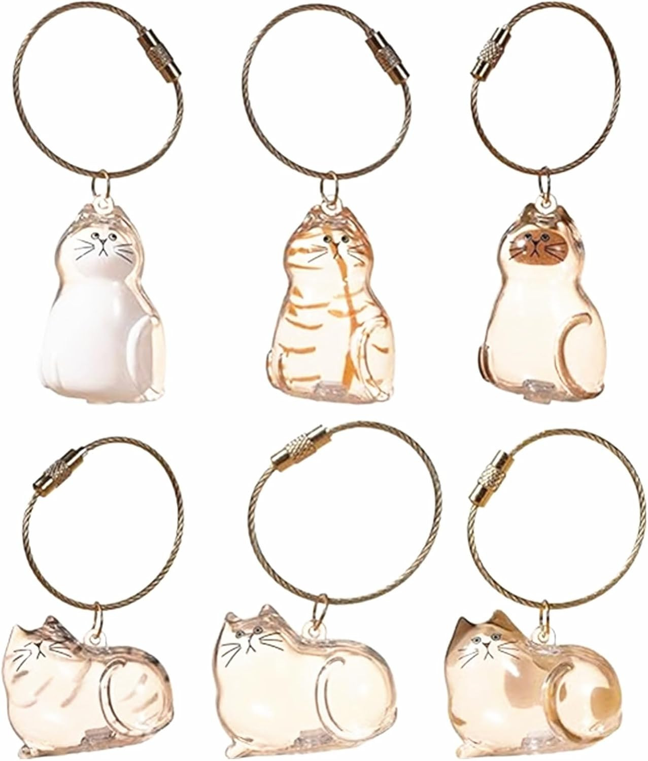 6Pcs Cat Hair Storage Pendant Keychain Pet Hair Keepsake Collector Plastic Trans