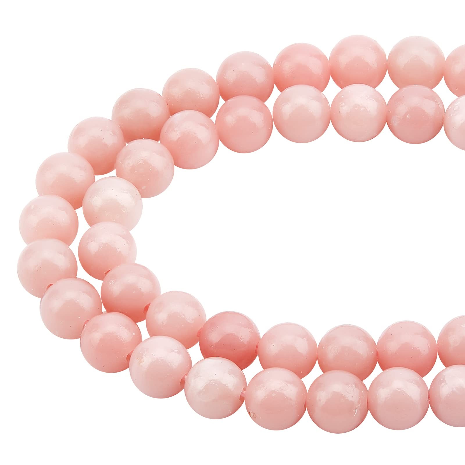 SUPERFINDINGS 116Pcs 2 Strands Natural Pink Opal Beads 15inch, Pink-Round 