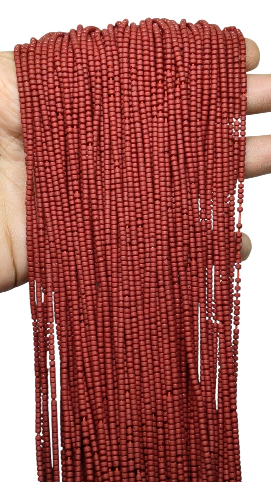 5 Strands of Brick Red Glass Heishi Tube Seed Pipe Cylinder 2mm Loose Beads DIY