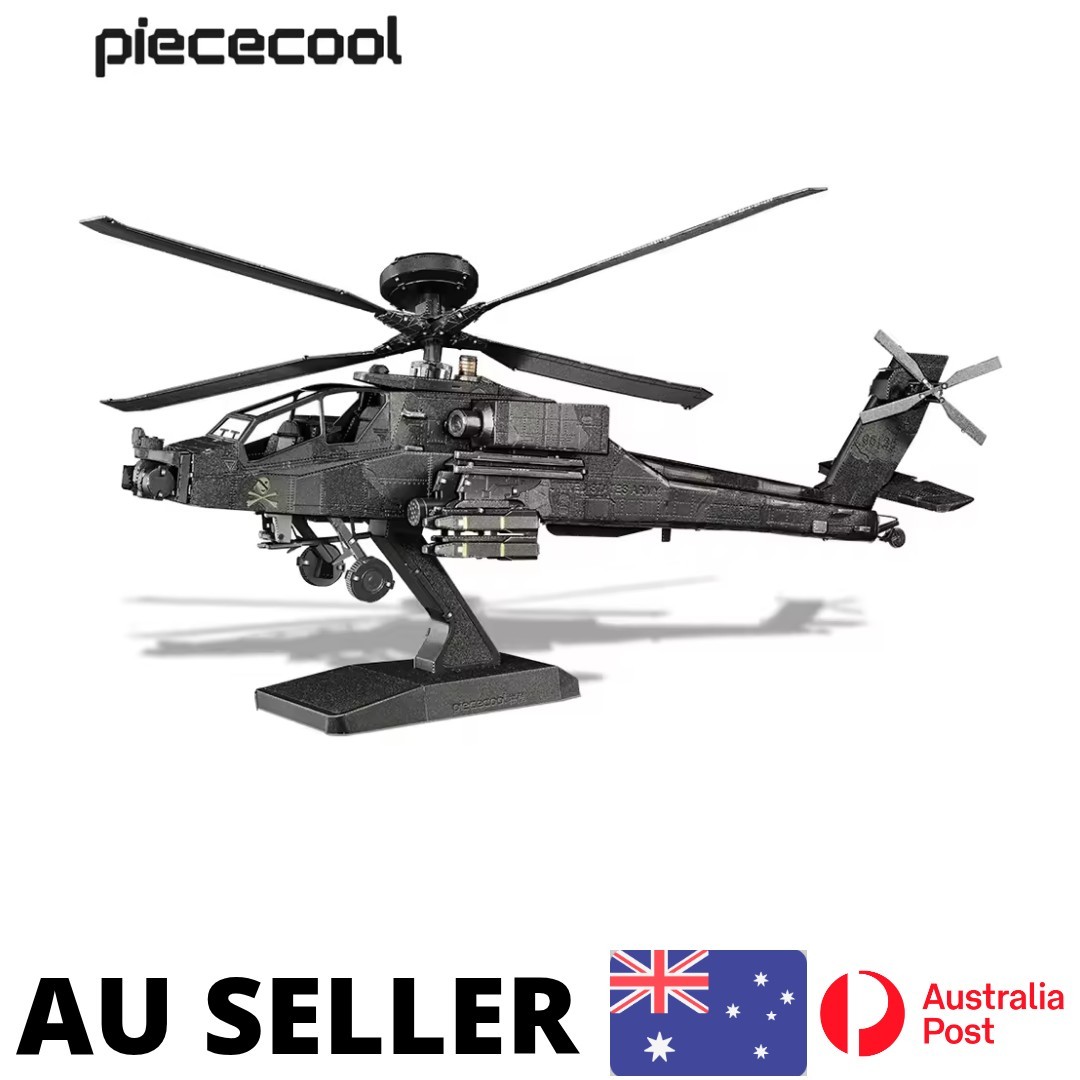 Military Helicopter 3D Metal Puzzle Model Kit DIY Stainless Steel - AU Stock
