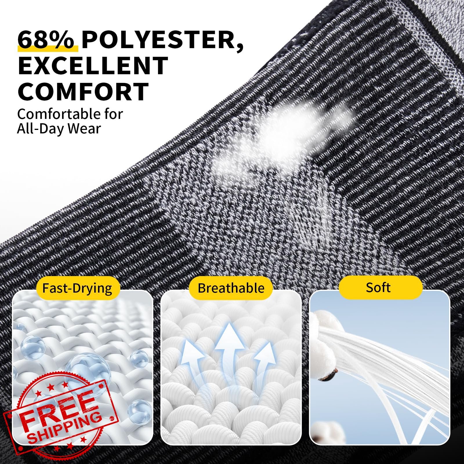 CAMBIVO Knee Brace Compression Sleeve X-Large Gray 2 Pack Stabilizers