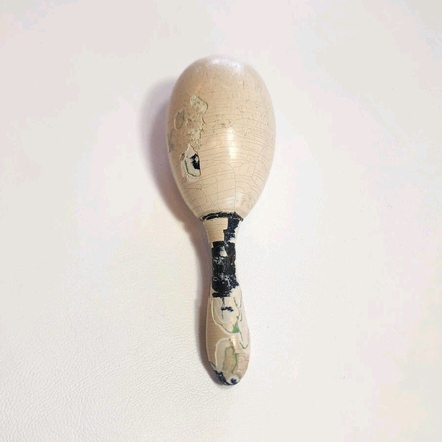 Antique Worn Wooden Darning Egg Tool with Handle,late 1800's,family owned.