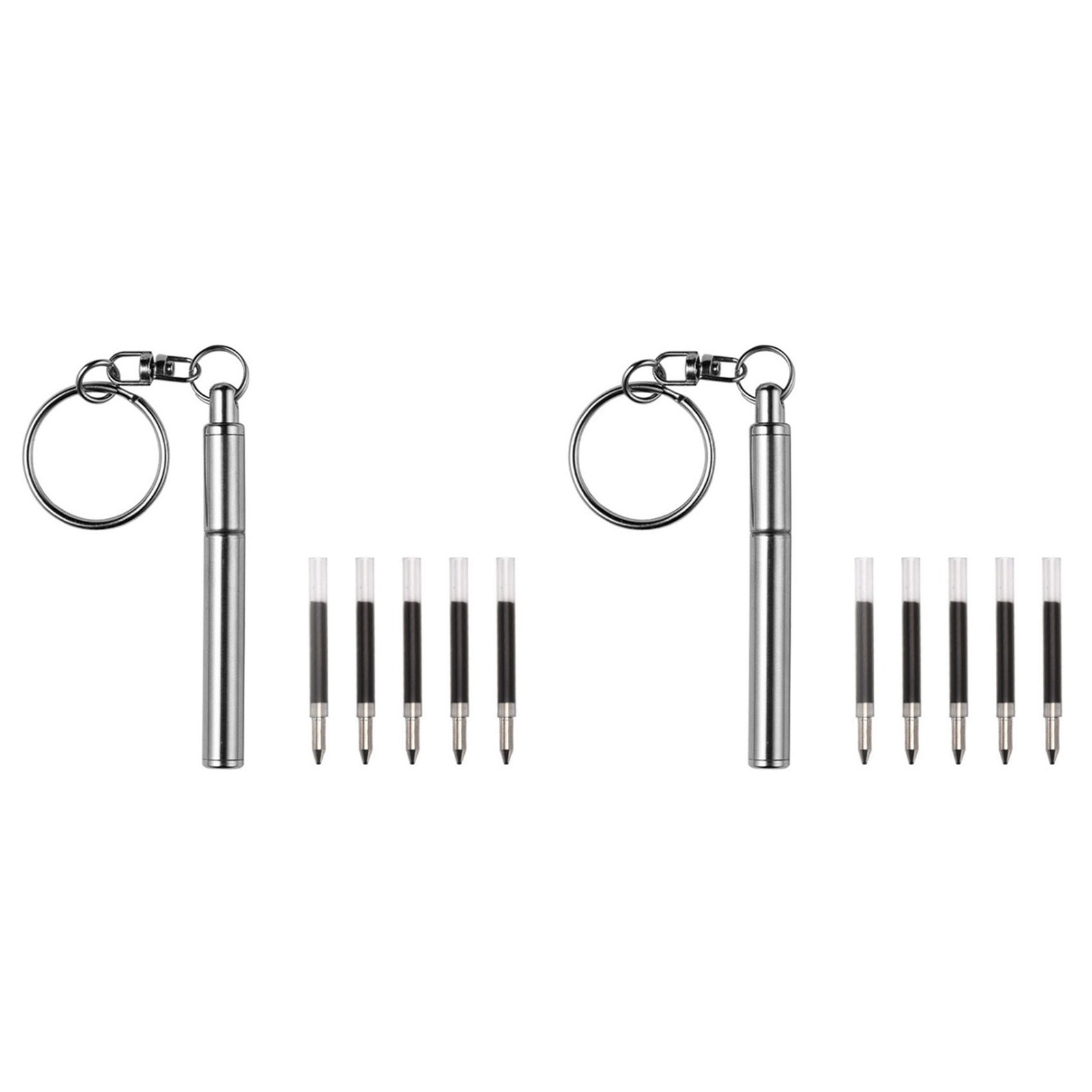 2X Portable Key  Stainless Steel Telescopic Pen Telescoping Ballpoint Pen6846