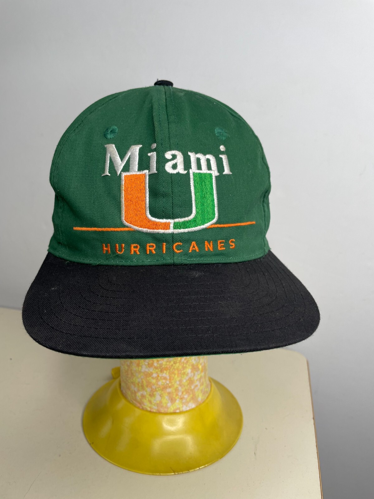 Vintage Miami Hurricanes Canes Snapback Hat Cap Green Black Twins Enterprise 90s