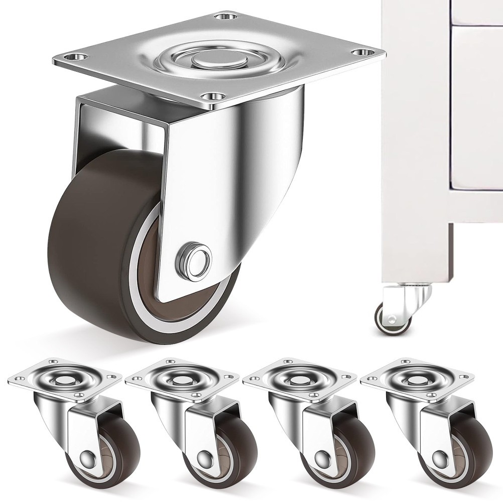 5pcs 1.25inch Threaded Stem Mount Industrial Castors Swivel Wheel Replacement