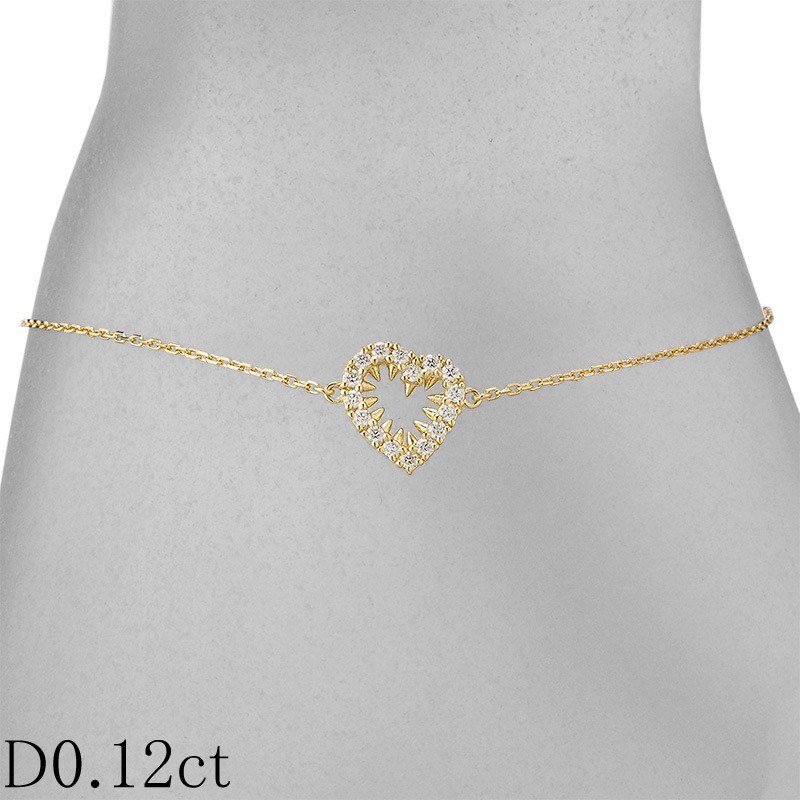 Tasaki Diamond 0.12ct Danger Heart Bracelet K18YG