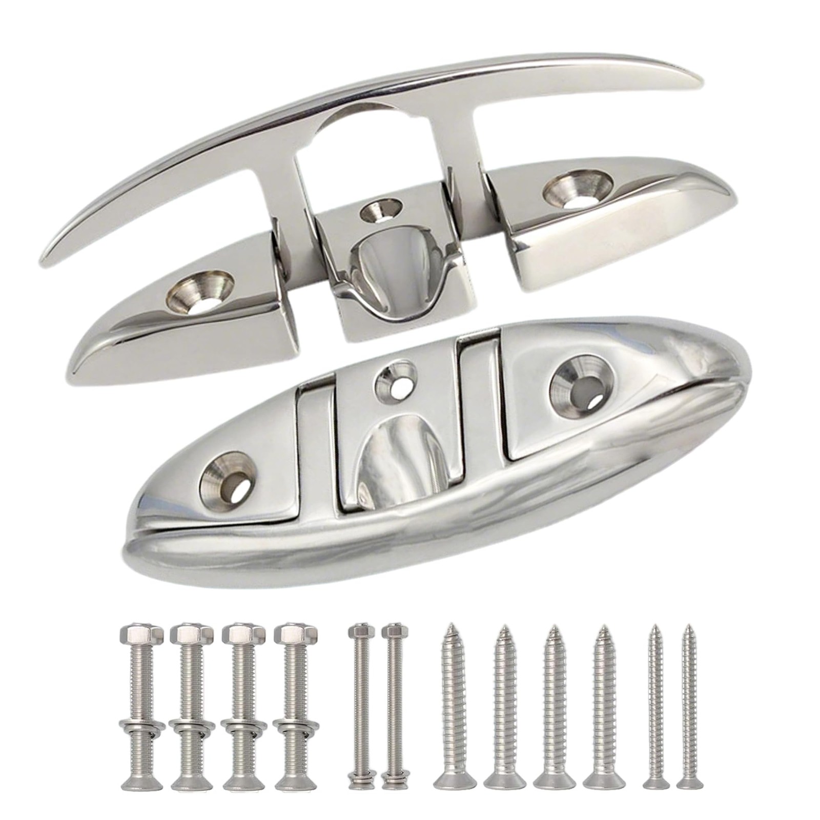 5 Inch 316 Stainless Steel Folding Boat Cleats Marine Flip Up Rope Dock Mount