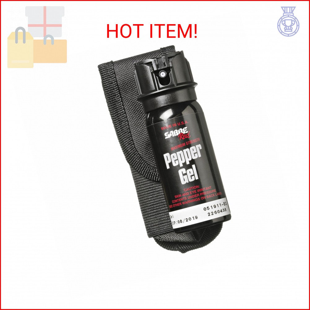 SABRE Tactical Pepper Gel With Belt Holster For Easy Carry, Maximum Police Stren