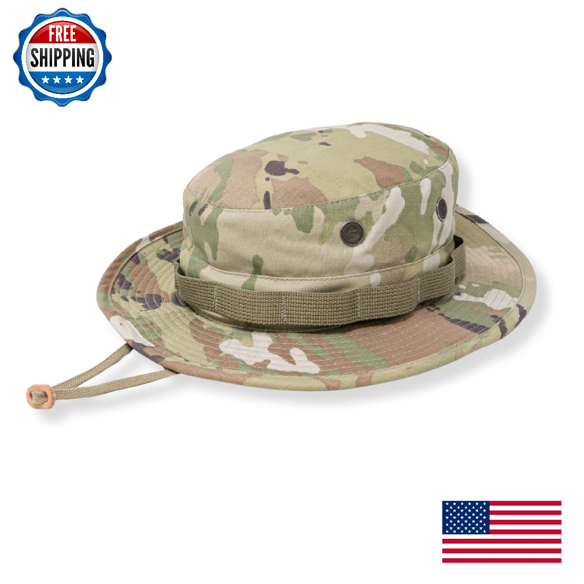 US Military GI Boonie Hat OCP Scorpion, Water Repellent, Made in USA, Size 7