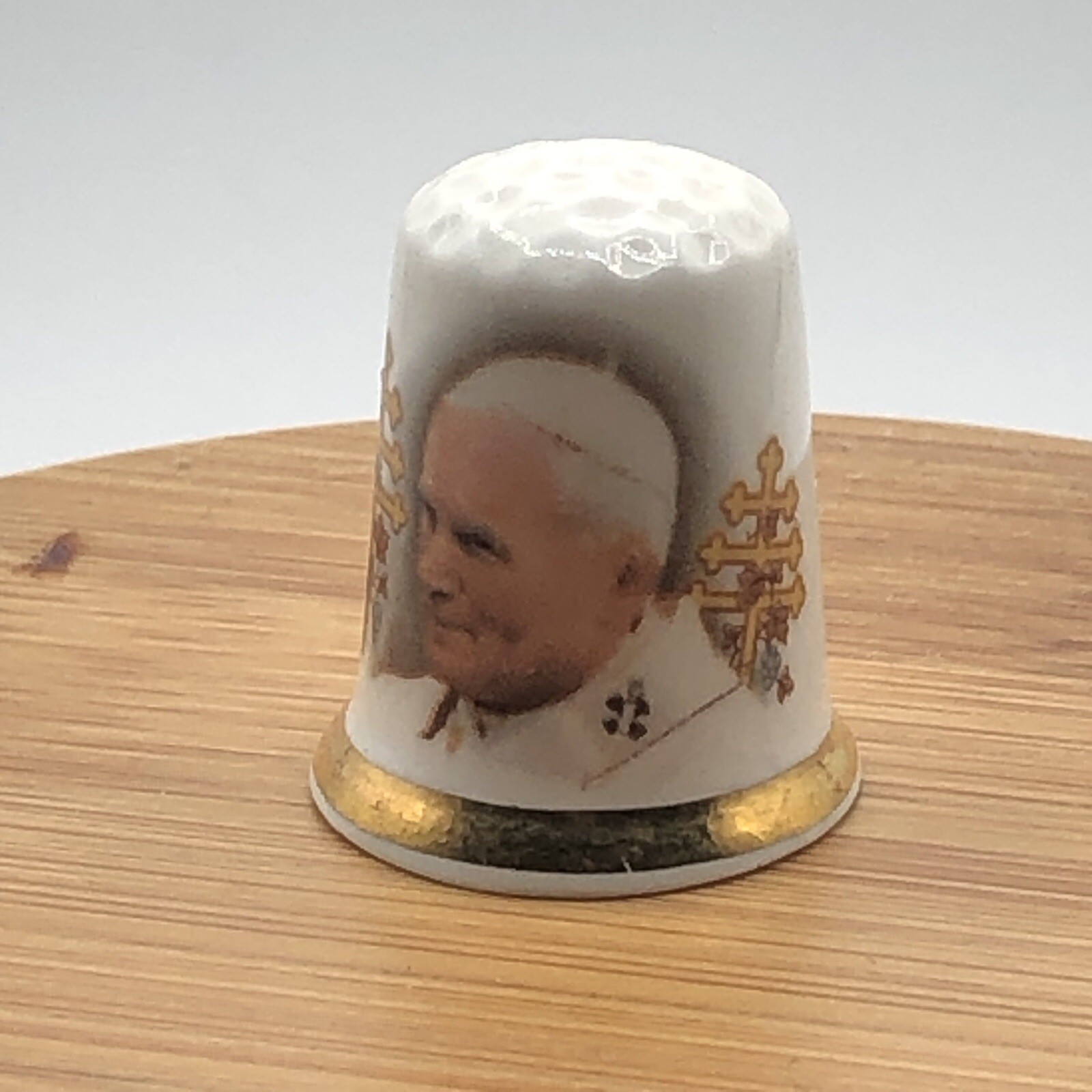 Vintage Fine Bone China Thimble - Pope John Paul II, Finsbury (T-6)